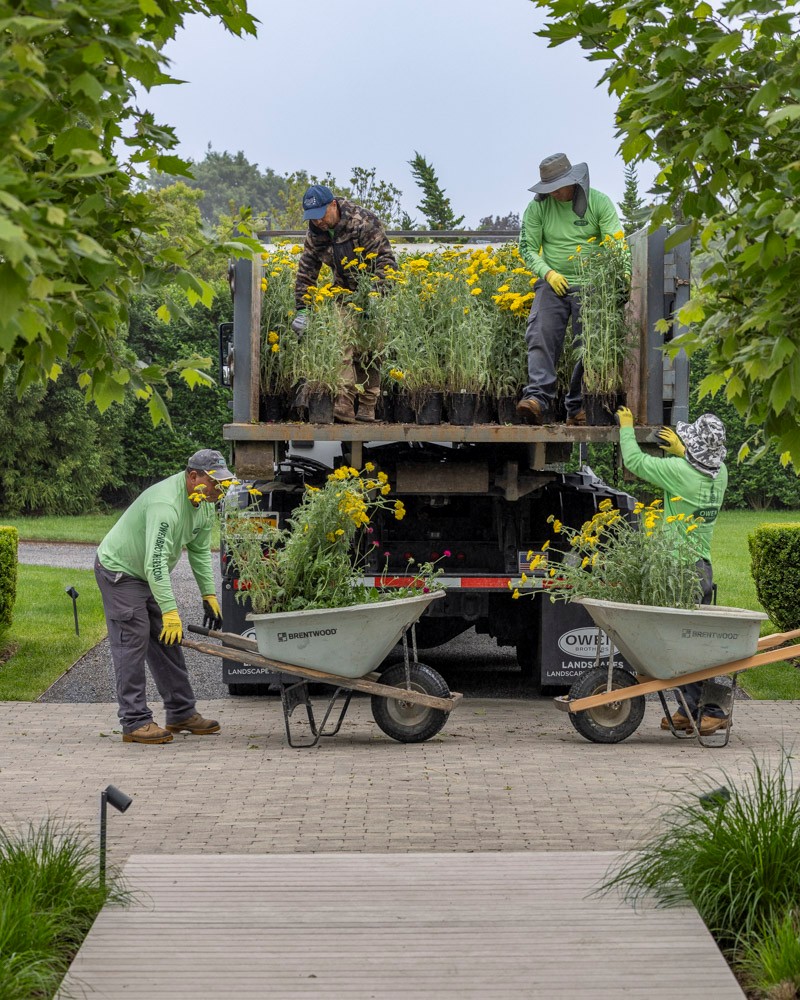 Owen Brothers Landscaping team doing property care.